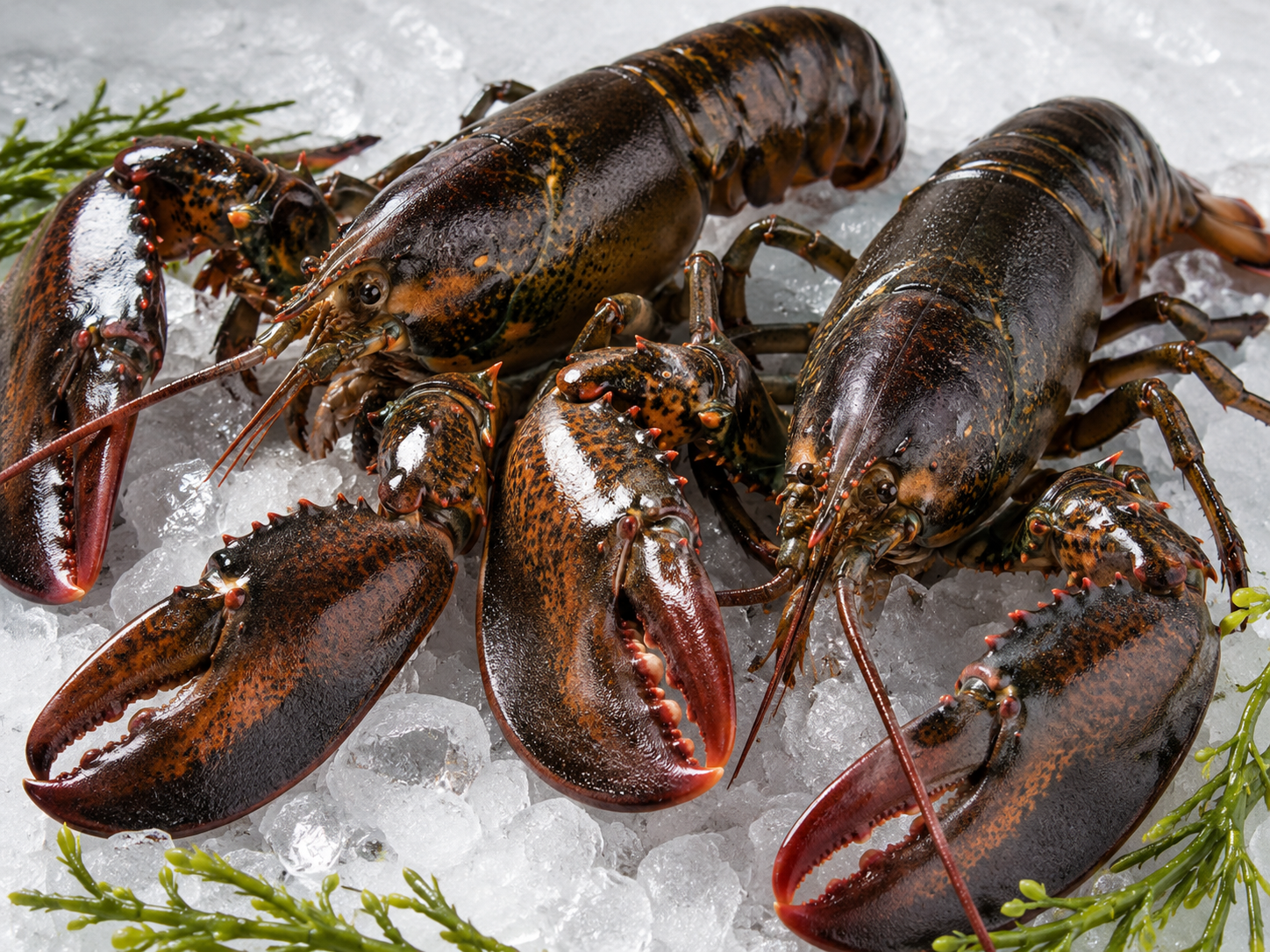 Live Boston lobsters with large front claws at Crab Talk Singapore